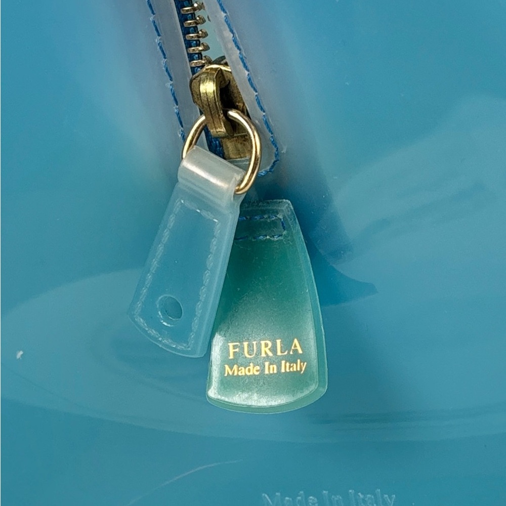 Furla Blue Clear Dome Satchel with Beige Handles - Picture 5 of 12